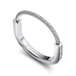 Tiffany & Co. Tiffany Lock Bangle in White Gold with Baguette and Pavé Diamonds | ^ Bracelets|Diamond Jewelry