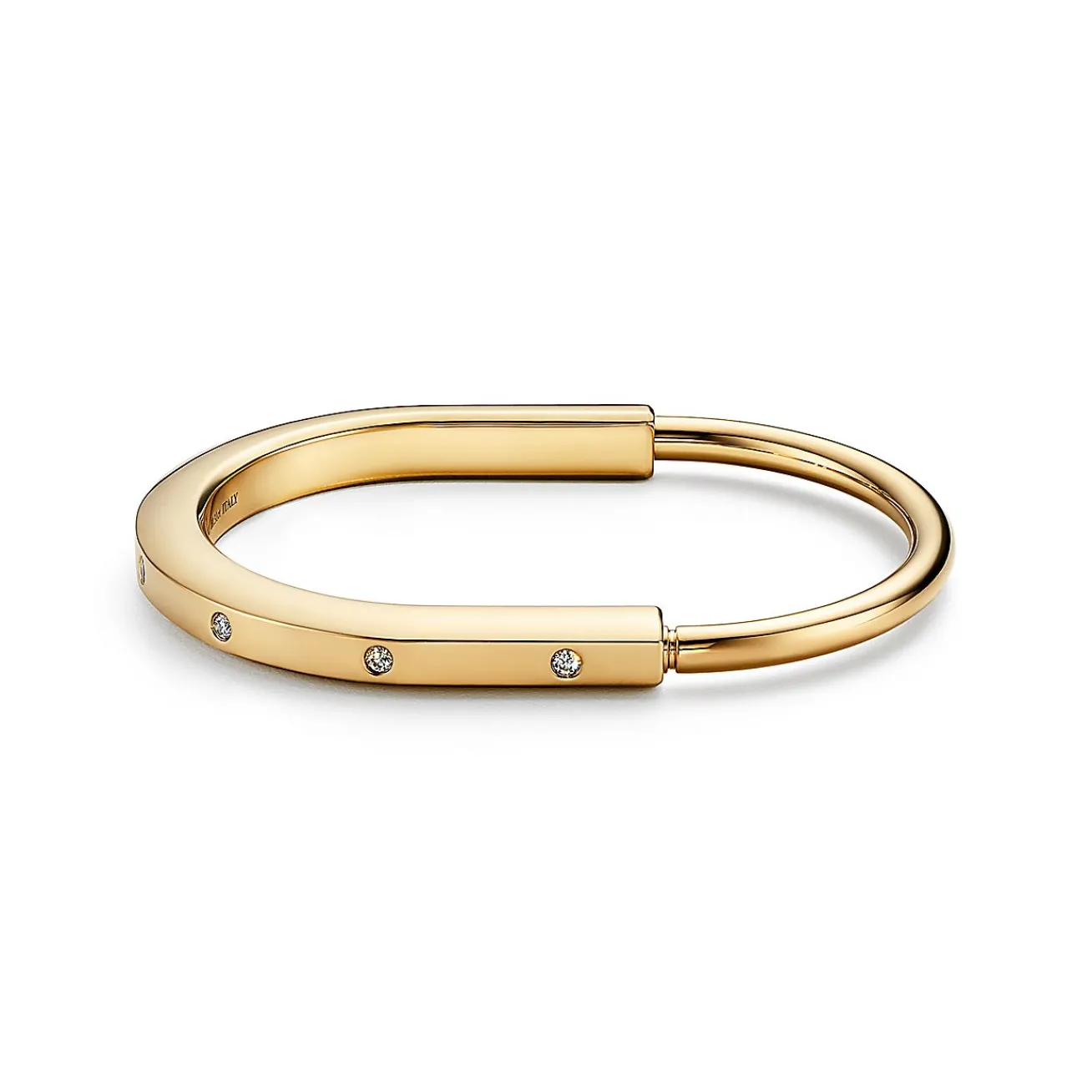 Tiffany & Co. Tiffany Lock Bangle in Yellow Gold with Diamond Accents | ^ Bracelets|Men's Jewelry