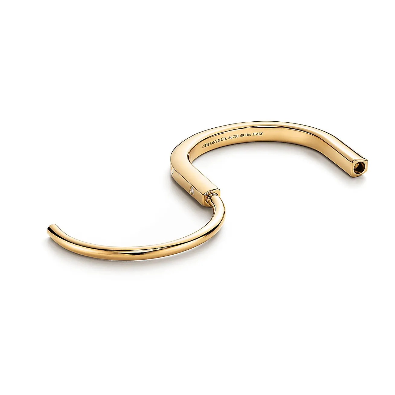 Tiffany & Co. Tiffany Lock Bangle in Yellow Gold with Diamond Accents | ^ Bracelets|Men's Jewelry