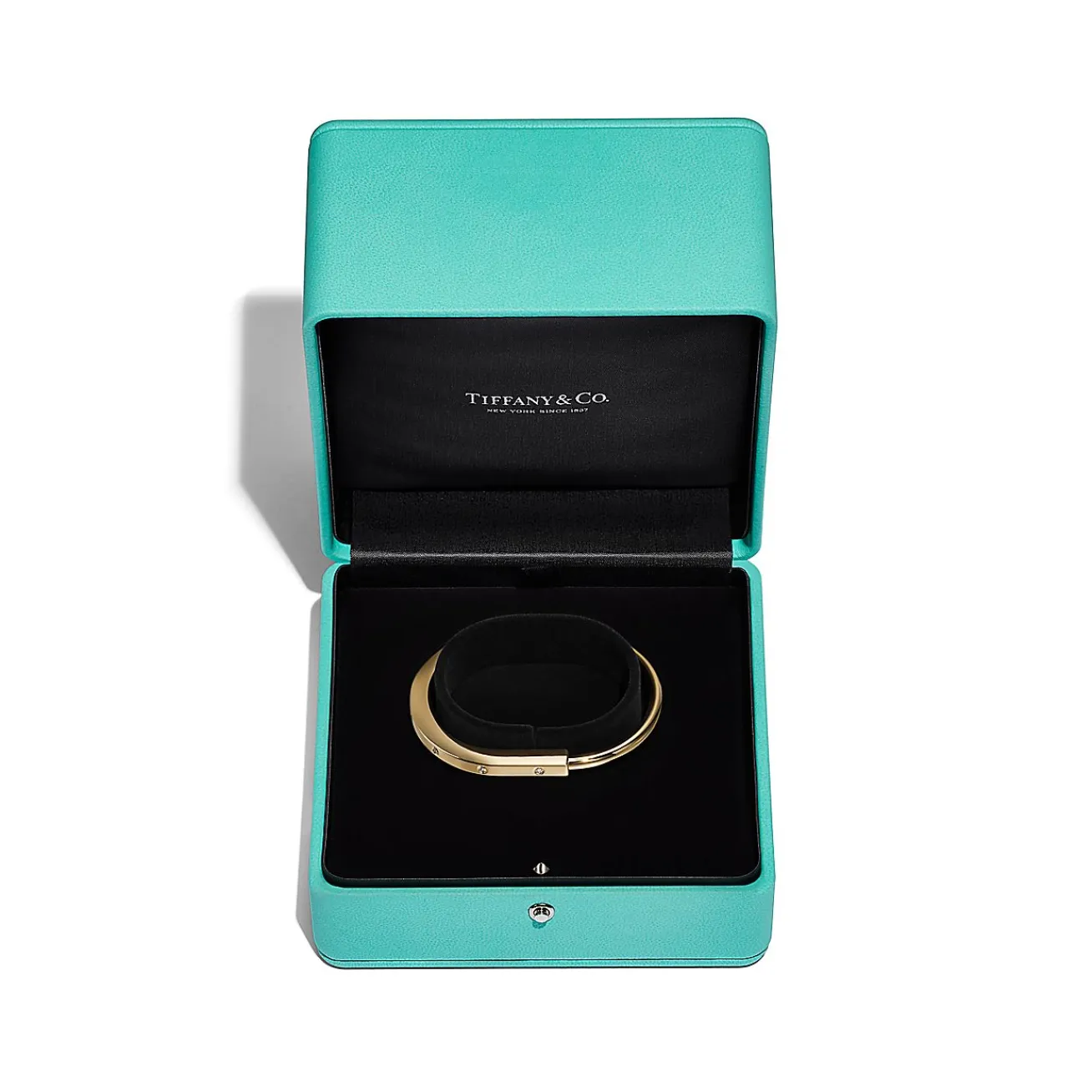 Tiffany & Co. Tiffany Lock Bangle in Yellow Gold with Diamond Accents | ^ Bracelets|Men's Jewelry