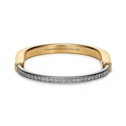 Tiffany & Co. Tiffany Lock Bangle in Yellow and White Gold with Half Pavé Diamonds | ^ Bracelets|Men's Jewelry