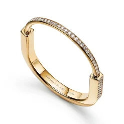 Tiffany & Co. Tiffany Lock Bangle in Yellow Gold with Full Pavé Diamonds | ^ Bracelets|Men's Jewelry