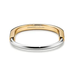 Tiffany & Co. Tiffany Lock Bangle in Yellow and White Gold | ^ Bracelets|Gifts for Her