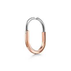 Tiffany & Co. Tiffany Lock Earrings in Rose and White Gold with Diamonds, Extra Large | ^ Earrings|Hoop Earrings