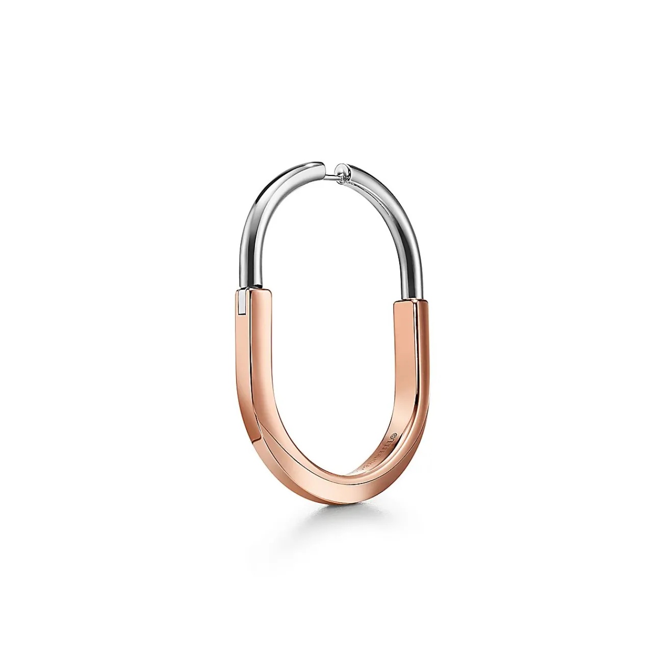 Tiffany & Co. Tiffany Lock Earrings in Rose and White Gold with Diamonds, Extra Large | ^ Earrings|Hoop Earrings