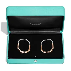Tiffany & Co. Tiffany Lock Earrings in Rose and White Gold with Diamonds, Extra Large | ^ Earrings|Hoop Earrings