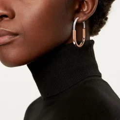 Tiffany & Co. Tiffany Lock Earrings in Rose and White Gold with Diamonds, Extra Large | ^ Earrings|Hoop Earrings