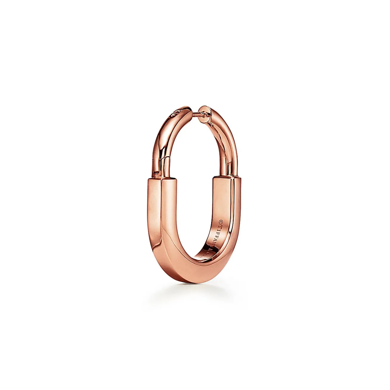 Tiffany & Co. Tiffany Lock Earrings in Rose Gold with Diamonds, Medium | ^ Earrings|Hoop Earrings