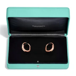 Tiffany & Co. Tiffany Lock Earrings in Rose Gold with Diamonds, Medium | ^ Earrings|Hoop Earrings