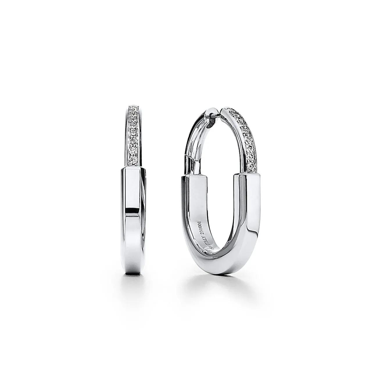 Tiffany & Co. Tiffany Lock Earrings in White Gold with Diamonds, Medium | ^ Earrings|Gifts for Her