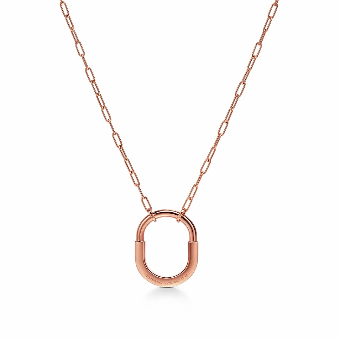 Tiffany & Co. Tiffany Lock Medium Pendant in Rose Gold with Pink Sapphires | ^ Necklaces & Pendants|New Jewelry