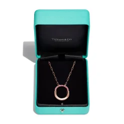 Tiffany & Co. Tiffany Lock Medium Pendant in Rose Gold with Pink Sapphires | ^ Necklaces & Pendants|New Jewelry