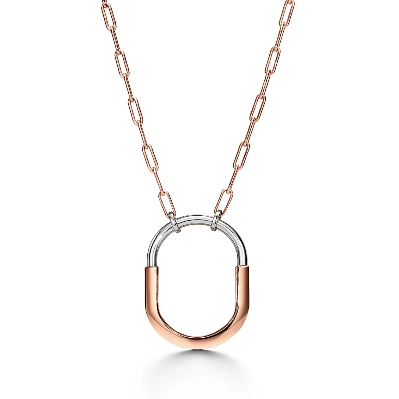 Tiffany & Co. Tiffany Lock Pendant in Rose and White Gold with Diamonds, Extra Large | ^ Necklaces & Pendants|Rose Gold Jewelry