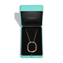 Tiffany & Co. Tiffany Lock Pendant in Rose and White Gold with Diamonds, Extra Large | ^ Necklaces & Pendants|Rose Gold Jewelry
