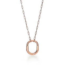 Tiffany & Co. Tiffany Lock Pendant in Rose Gold with Pavé Diamonds, Medium | ^ Necklaces & Pendants|Rose Gold Jewelry