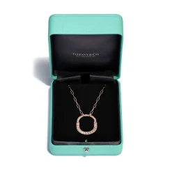 Tiffany & Co. Tiffany Lock Pendant in Rose Gold with Pavé Diamonds, Medium | ^ Necklaces & Pendants|Rose Gold Jewelry