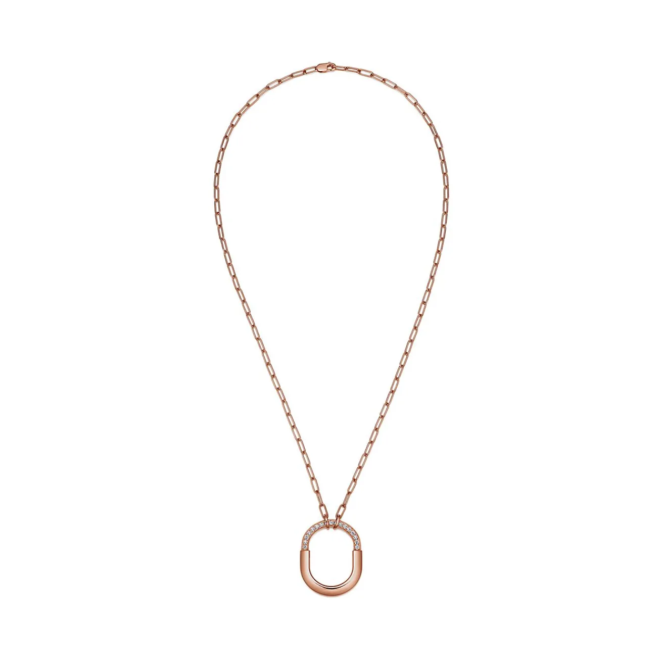 Tiffany & Co. Tiffany Lock Pendant in Rose Gold with Diamonds, Medium | ^ Necklaces & Pendants|Rose Gold Jewelry