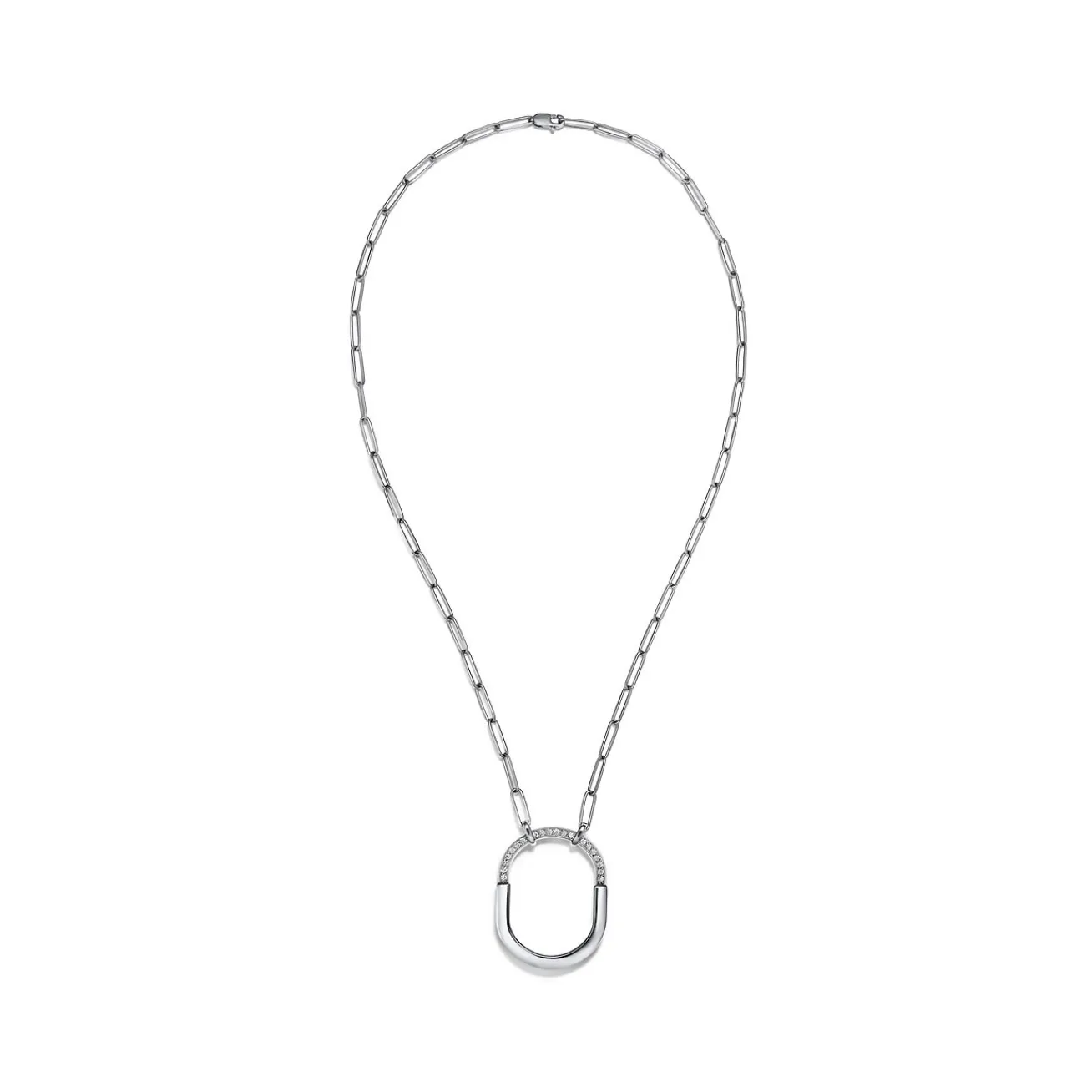 Tiffany & Co. Tiffany Lock Pendant in White Gold with Diamonds, Large | ^ Necklaces & Pendants|Diamond Jewelry