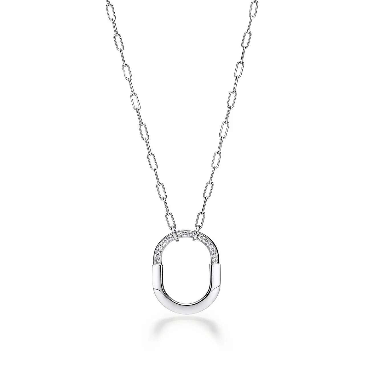 Tiffany & Co. Tiffany Lock Pendant in White Gold with Diamonds, Medium | ^ Necklaces & Pendants|Gifts for Her