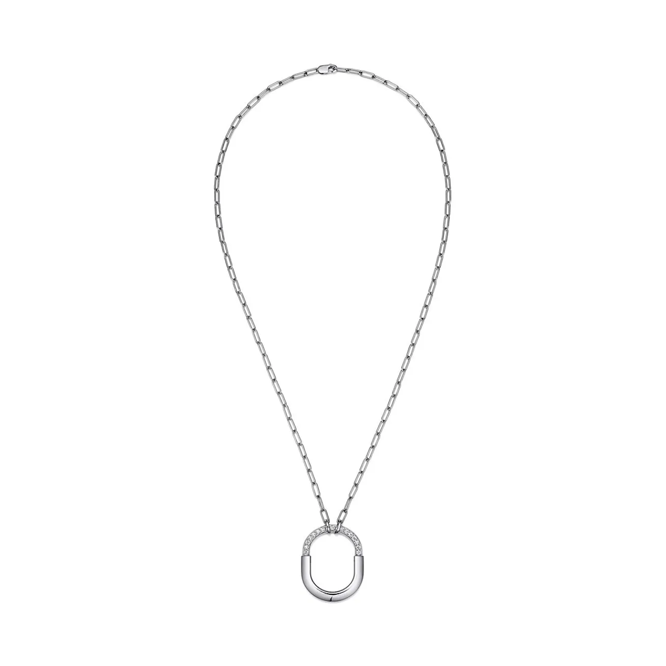 Tiffany & Co. Tiffany Lock Pendant in White Gold with Diamonds, Medium | ^ Necklaces & Pendants|Gifts for Her