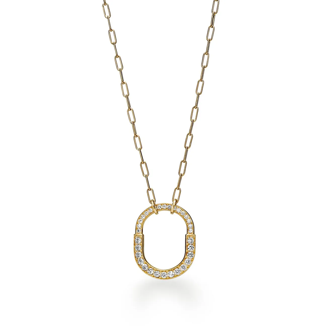 Tiffany & Co. Tiffany Lock Pendant in Yellow Gold with Pavé Diamonds, Medium | ^ Necklaces & Pendants|Gold Jewelry