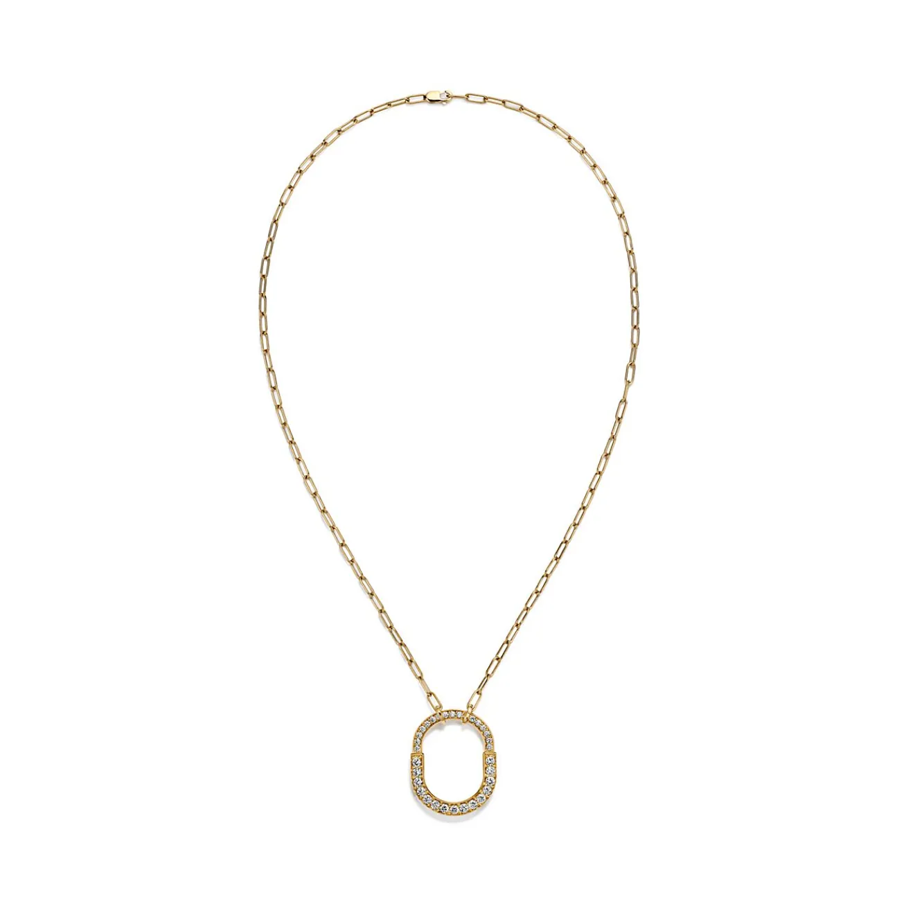 Tiffany & Co. Tiffany Lock Pendant in Yellow Gold with Pavé Diamonds, Medium | ^ Necklaces & Pendants|Gold Jewelry