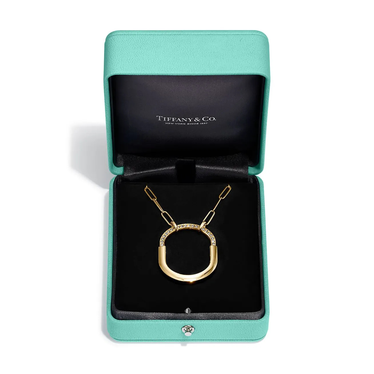 Tiffany & Co. Tiffany Lock Pendant in Yellow Gold with Diamonds, Large | ^ Necklaces & Pendants|Gifts for Her