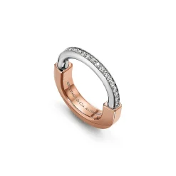 Tiffany & Co. Tiffany Lock Ring in Rose and White Gold with Diamonds | ^ Rings|Stacking Rings