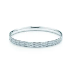 Tiffany & Co. Tiffany Metro five-row bangle in 18k white gold with diamonds, medium. | ^ Bracelets|Diamond Jewelry
