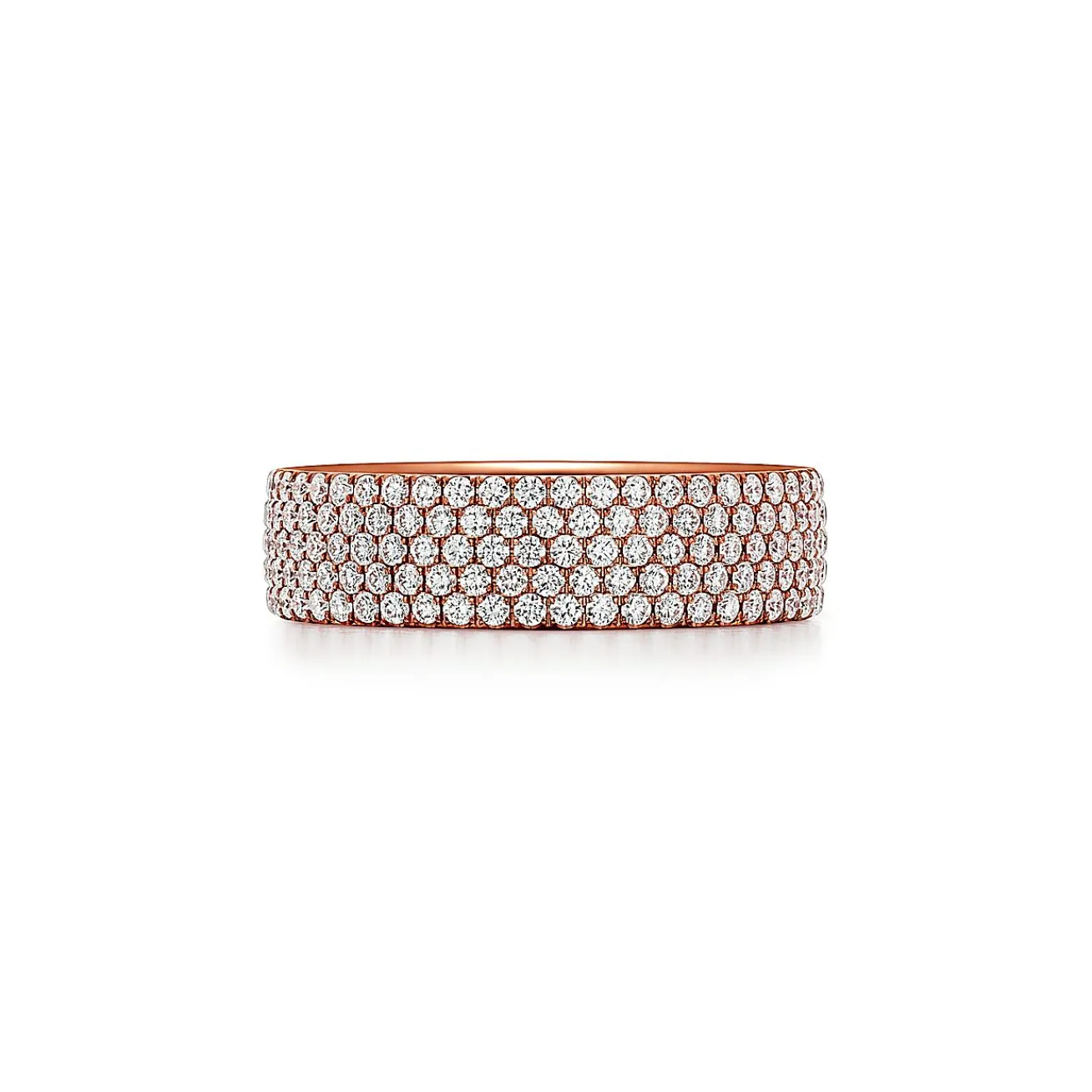 Tiffany & Co. Tiffany Metro Five-row Ring in Rose Gold with Diamonds | ^ Rings|Stacking Rings