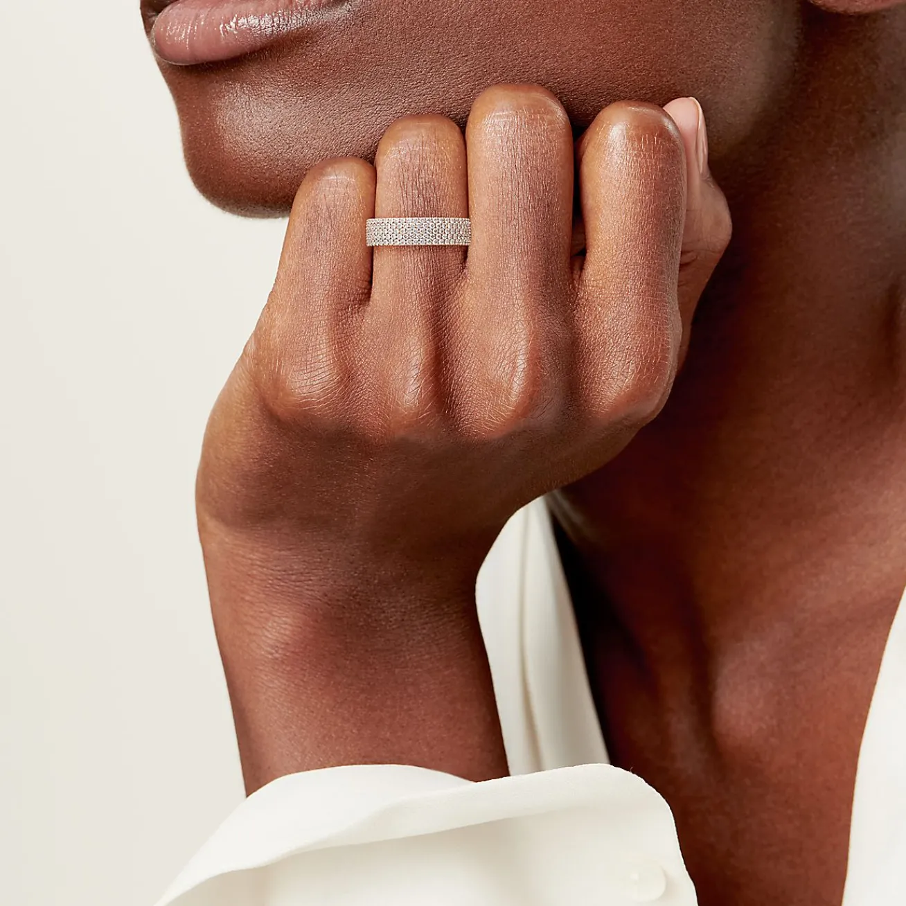 Tiffany & Co. Tiffany Metro Five-row Ring in Rose Gold with Diamonds | ^ Rings|Stacking Rings