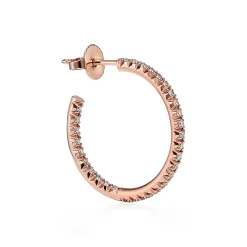 Tiffany & Co. Tiffany Metro Hoop Earrings in Rose Gold with Diamonds, Medium | ^ Earrings|Hoop Earrings