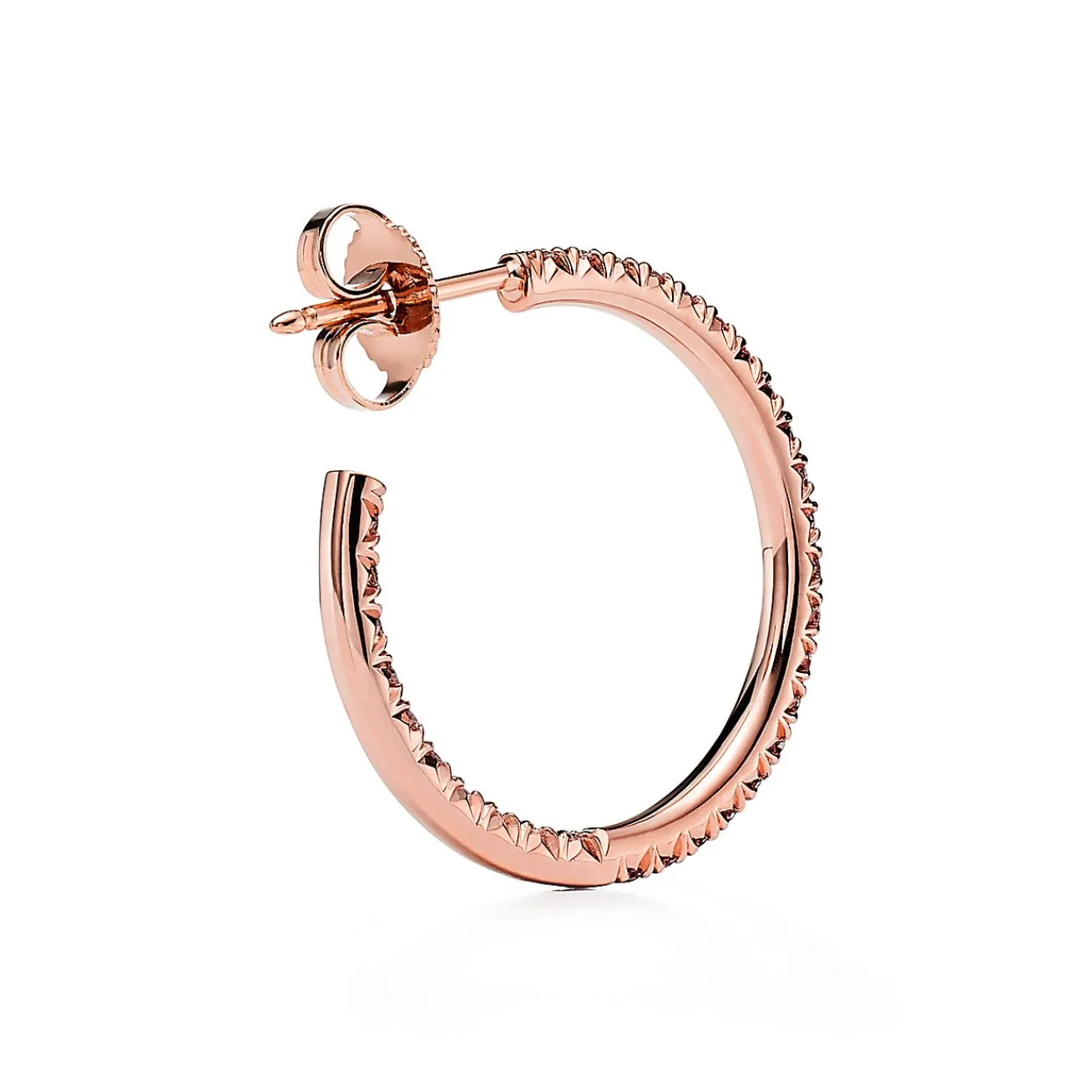 Tiffany & Co. Tiffany Metro Hoop Earrings in Rose Gold with Diamonds, Medium | ^ Earrings|Hoop Earrings