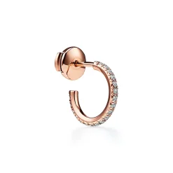 Tiffany & Co. Tiffany Metro Hoop Earrings in Rose Gold with Diamonds, Small | ^ Earrings|Gifts for Her