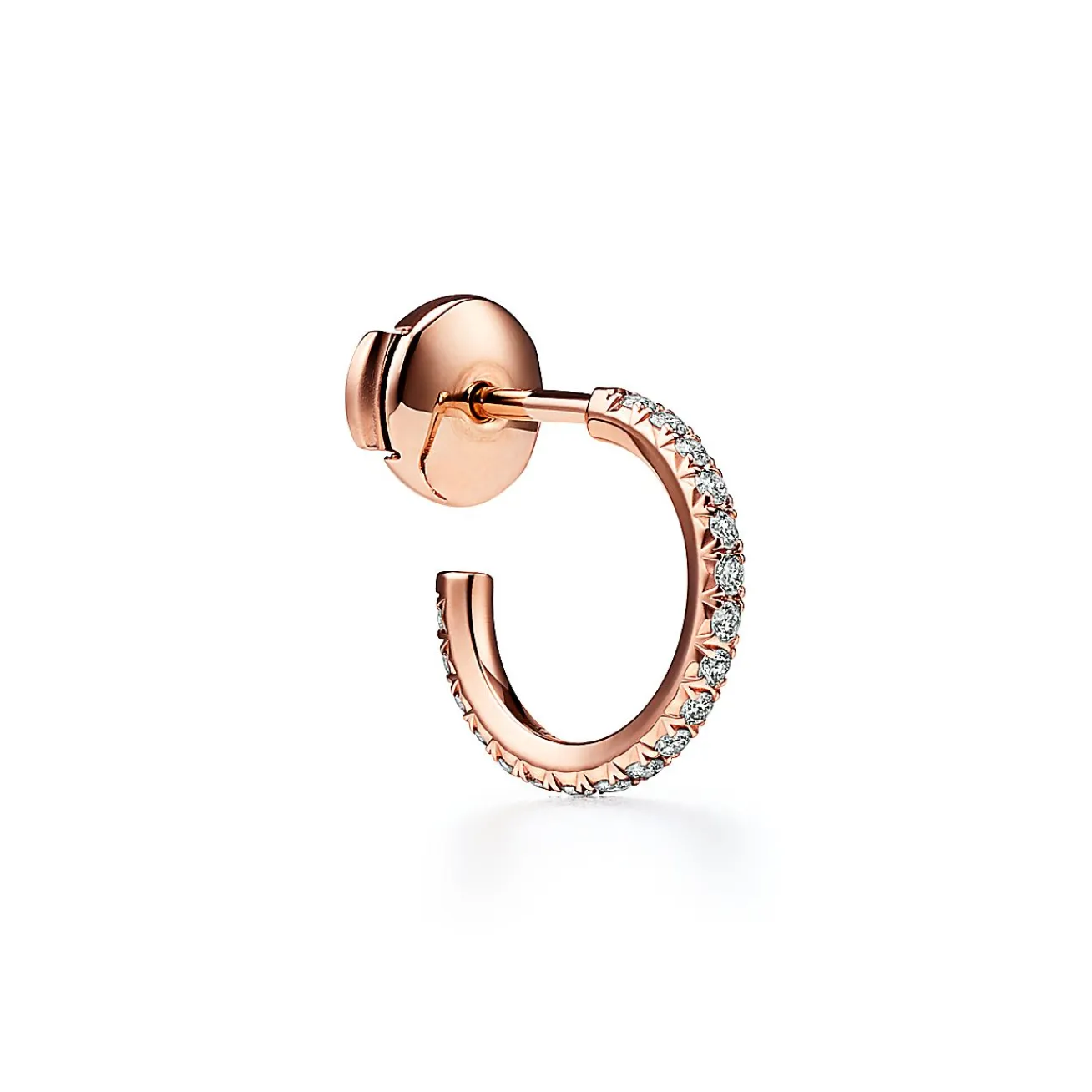 Tiffany & Co. Tiffany Metro Hoop Earrings in Rose Gold with Diamonds, Small | ^ Earrings|Gifts for Her