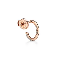 Tiffany & Co. Tiffany Metro Hoop Earrings in Rose Gold with Diamonds, Small | ^ Earrings|Gifts for Her