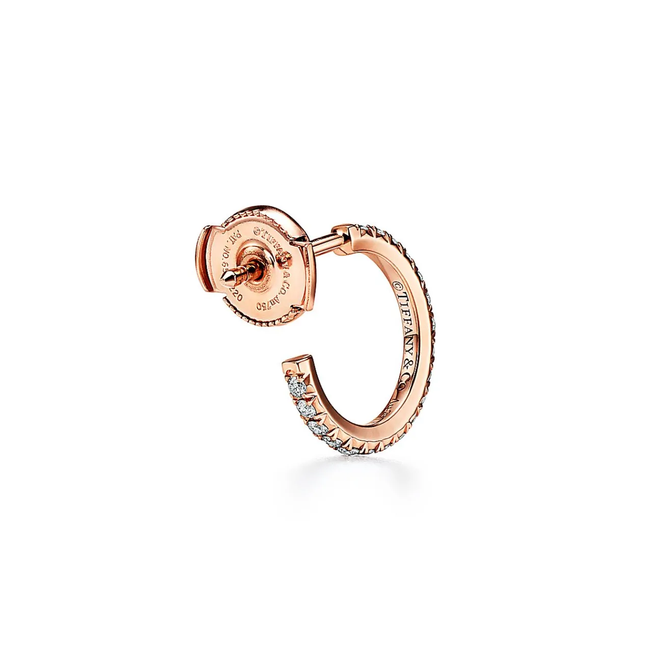 Tiffany & Co. Tiffany Metro Hoop Earrings in Rose Gold with Diamonds, Small | ^ Earrings|Gifts for Her