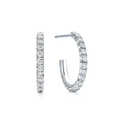 Tiffany & Co. Tiffany Metro hoop earrings in 18k white gold with diamonds, small. | ^ Earrings|Gifts for Her