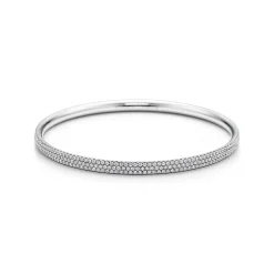 Tiffany & Co. Tiffany Metro three-row bangle in 18k white gold with diamonds, medium. | ^ Bracelets|Diamond Jewelry