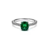 Tiffany & Co. Tiffany Novo® Cushion-cut Emerald Ring in Platinum with Pavé Diamonds | ^ Rings|Diamond Jewelry