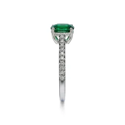 Tiffany & Co. Tiffany Novo® Cushion-cut Emerald Ring in Platinum with Pavé Diamonds | ^ Rings|Diamond Jewelry