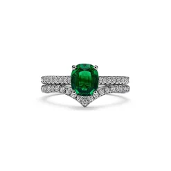 Tiffany & Co. Tiffany Novo® Cushion-cut Emerald Ring in Platinum with Pavé Diamonds | ^ Rings|Diamond Jewelry