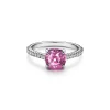 Tiffany & Co. Tiffany Novo® Cushion-cut Pink Sapphire Ring in Platinum with Pavé Diamonds | ^ Rings|Diamond Jewelry