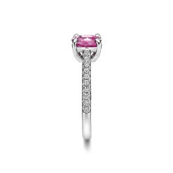 Tiffany & Co. Tiffany Novo® Cushion-cut Pink Sapphire Ring in Platinum with Pavé Diamonds | ^ Rings|Diamond Jewelry