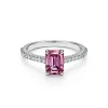 Tiffany & Co. Tiffany Novo® Emerald-cut Pink Sapphire Ring in Platinum with Pavé Diamonds | ^ Rings|Diamond Jewelry