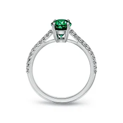 Tiffany & Co. Tiffany Novo® Oval Emerald Ring in Platinum with Pavé Diamonds | ^ Rings|Diamond Jewelry