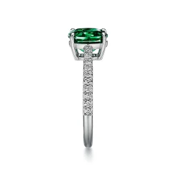 Tiffany & Co. Tiffany Novo® Oval Emerald Ring in Platinum with Pavé Diamonds | ^ Rings|Diamond Jewelry