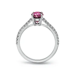 Tiffany & Co. Tiffany Novo® Oval Pink Sapphire Ring in Platinum with Pavé Diamonds | ^ Rings|Diamond Jewelry