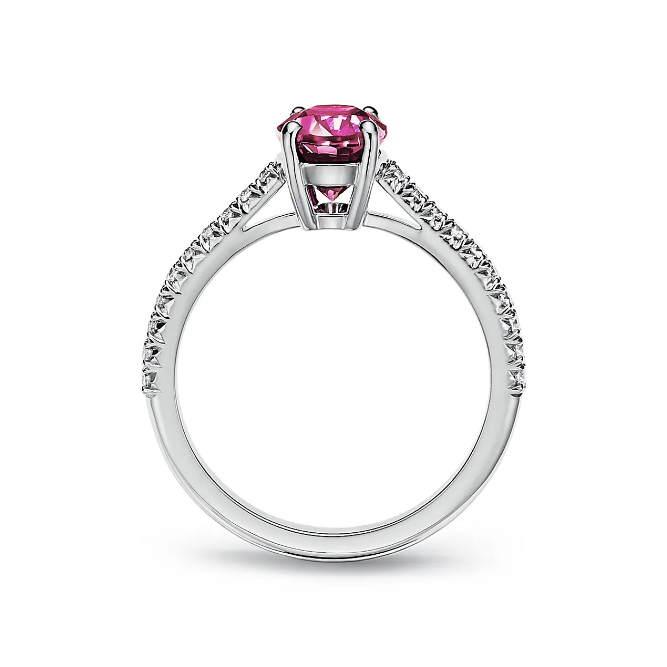 Tiffany & Co. Tiffany Novo® Oval Pink Sapphire Ring in Platinum with Pavé Diamonds | ^ Rings|Diamond Jewelry