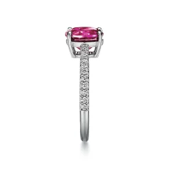 Tiffany & Co. Tiffany Novo® Oval Pink Sapphire Ring in Platinum with Pavé Diamonds | ^ Rings|Diamond Jewelry